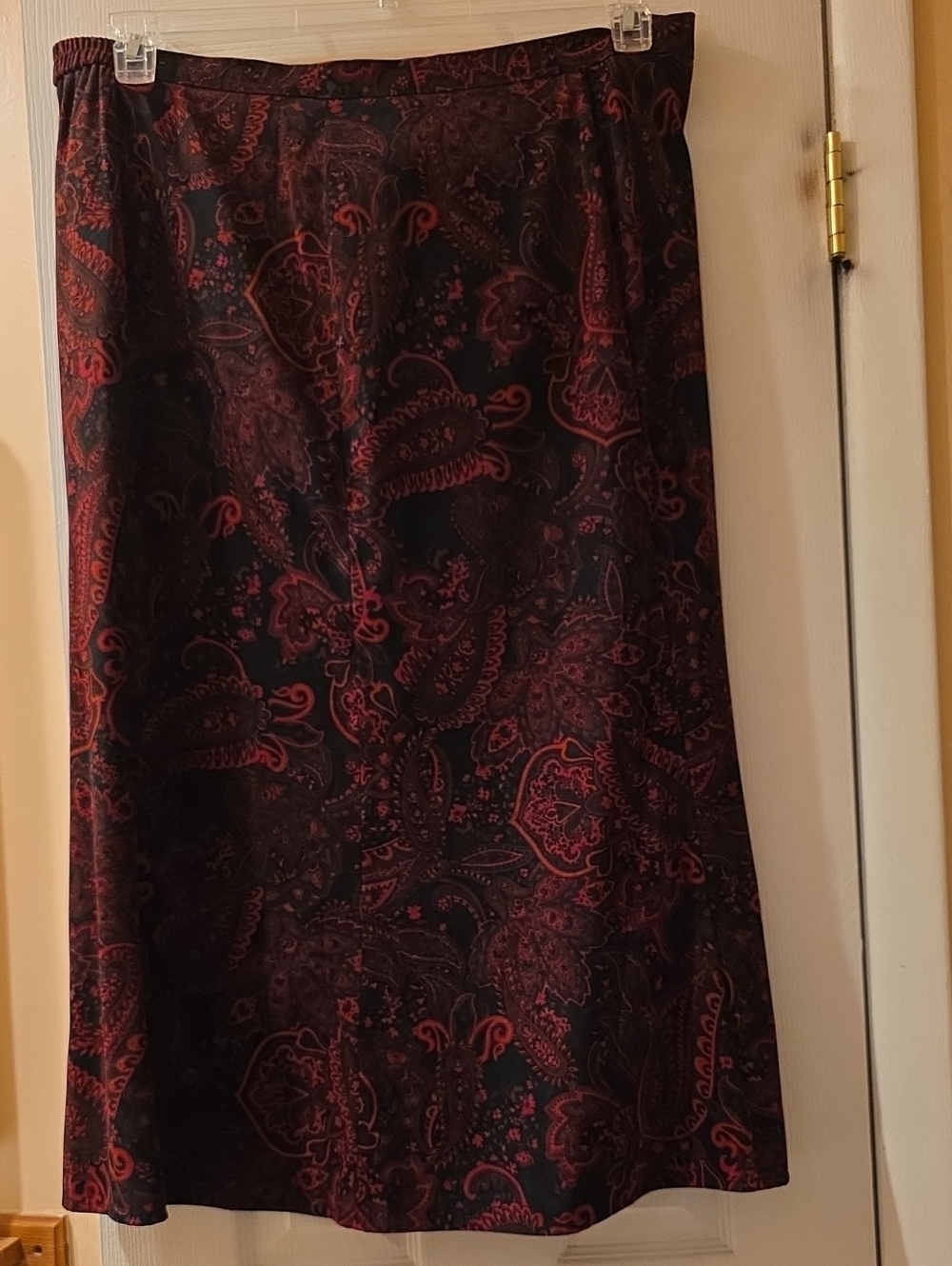 Elementz Black Midi Skirt with Burgundy Paisley Accents